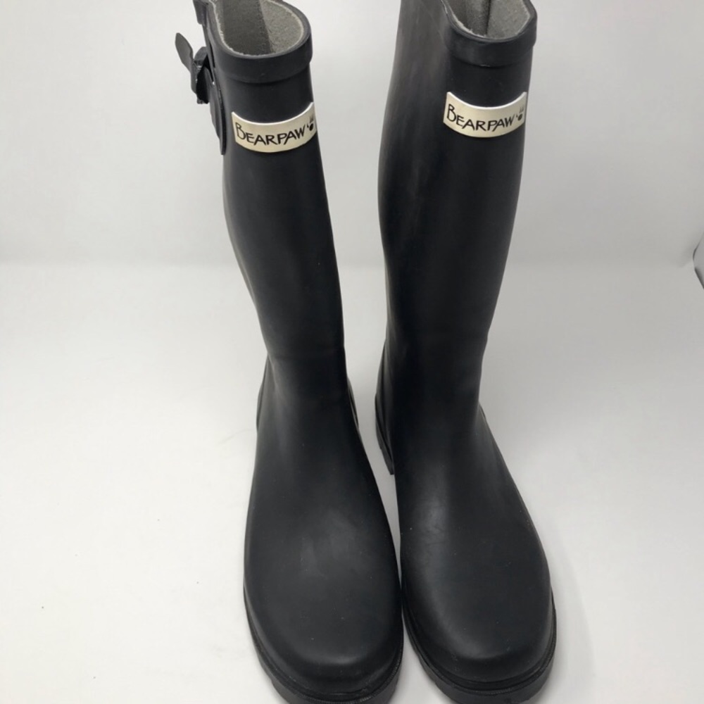 Bearpaw Rain Boots, solid black, SZ 10